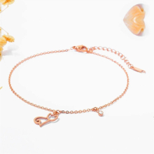 Rose Anklet For Woman Foot Accessories Little Cat Pattern Hang Crystal Embellish Stainless Steel Jewelry Bangle