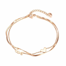 Jewelry Niche Love Love Double-Layer Simplicity Personality Summer Stainless Steel Anklets Women