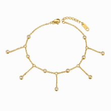 Chain Link Anklets For Women Girls Stainless Steel CZ Crystal Summer Foot Jewelry VA21028