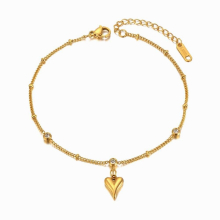 Love Heart Charm Anklets For Women Girls Boho Stainless Steel CZ Crystal Foot Jewelry JA21026