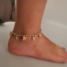 Butterfly Anklet Leg Bracelet For Women Vintage CZ Chain Anklet Foot Jewelry Delicate Beach Accessories BFF Bracelet Femme