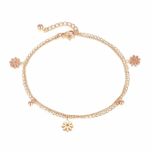 Decorative Flowers Double-Layer Stainless Steel Titanium Steel Anklet Women