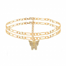 2Pcs/Set Candy Crystal Butterfly Pendant Anklet For Women Animal Metal Chain Anklet Foot Jewelry