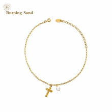 18K Plated Stainless Steel Chain Cross Anklets for Women Summer Sandals Jewelry Foot Bracelet Anklet Durable