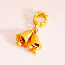 PD82 Fine Jewelry Woman Girl Kids Birthday Wedding Gift Christmas Bells 24KT Pendant Charm