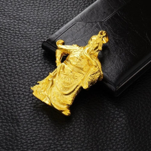 OMHXFC European Man Male Party Birthday Wedding Gift Ancient Guangong God 24KT Real Charm Pendant PN234