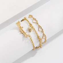3Pcs/Set Silver BABYGIRL Heart Anklet for Women Chain Crystal Ankle Bracelet Set Multilayer Love Heart Jewelry Letter