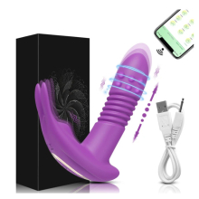 (CD38-APP-PU-Box) Bluetooth Thrusting Vibrator for Women APP Rotating Telescopic Dildo Remote Control G Spot Massage Clitoris Stimulator S