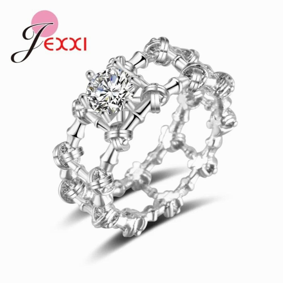 Special Top 925 Sterling Silver Cubic Zirconia Hollow Ring For Women Wedding Party Jewelry-image-OPC-PCSNNWB-NEW