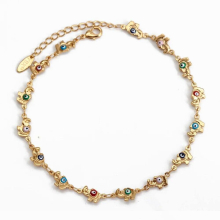 Colorful Evil Eye Anklet Copper Adjustable Foot Chain Elephant Ankle Bracelet for Women Girls Jewelry BE391