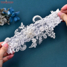 TopQueen ST66 Leg Ring Bride Sexy Lace Flower Rhinestones Pearls Wedding Garter Belt Bridal Thigh Leg Accessories