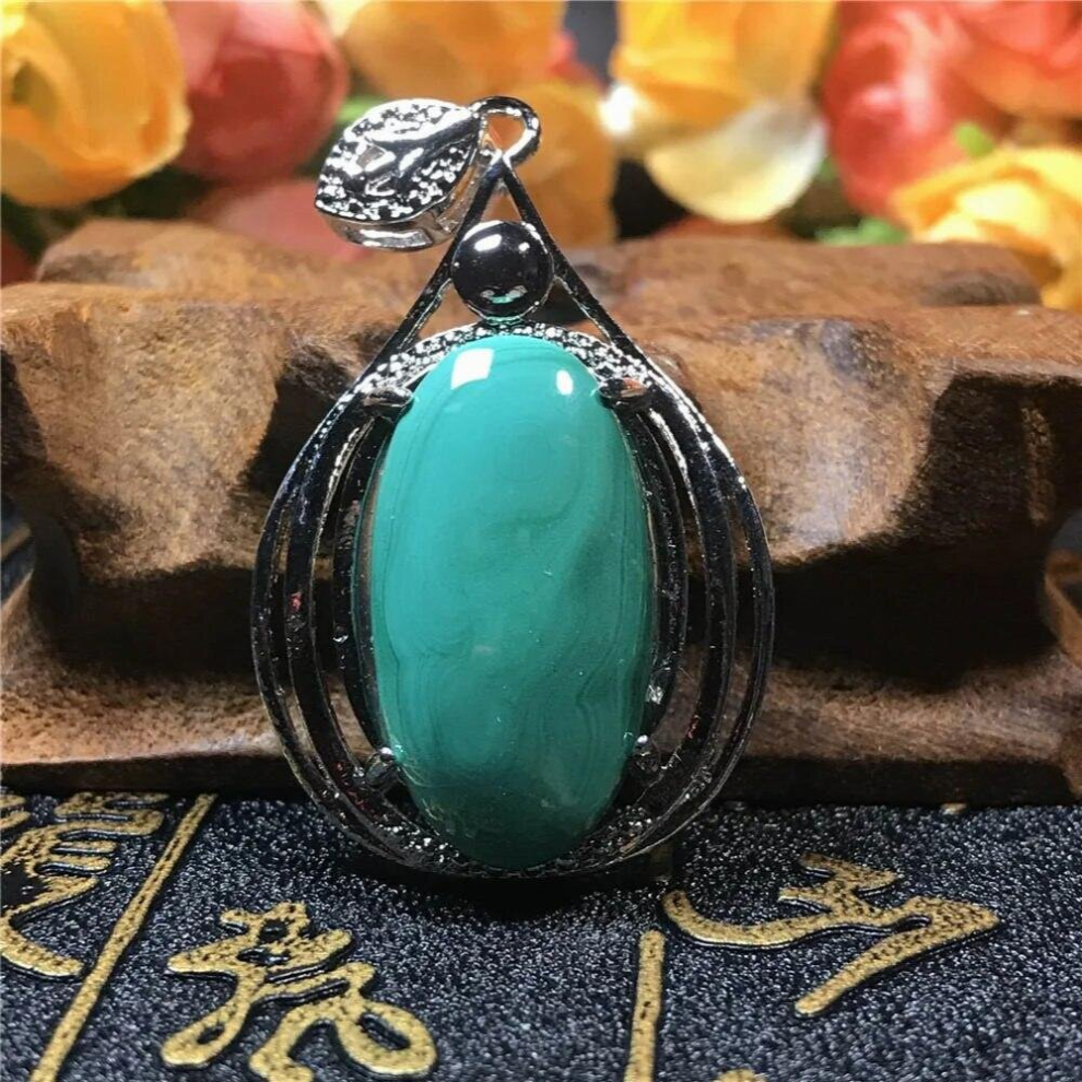 Top Natural Green Malachite Necklace Pendant Jewelry For Woman Man Silver Chrysocolla Crystal 43x27x9mm Beads Gemstone AAAAA-image-OPC-PCSNYMD-NEW