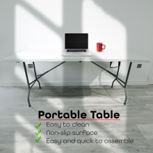 6ft Foldable Table Easy to assemble and carry Indoor outdoor BBQ table