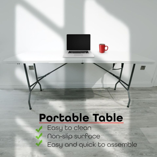6ft Foldable Table Easy to assemble and carry Indoor outdoor BBQ table