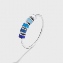 Creative Enamel Sapphire Round Full Diamond Couple Rng For Women Sterling Silver Gift Jewelry