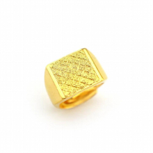 RG547 Fine Jewelry Man Boy Birthday Wedding Gift Vintage Square Matte 24KT Resizable Ring