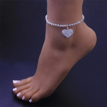 Rhinestone Love Pendant Feet Chain Womens Beach Accessories Girls Party Leg Chain Gift