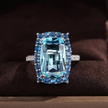 Female Big Rectangle Sapphire Stone Engagement Rings for Women 925 Streling Silver Zircon Birthstone Ring