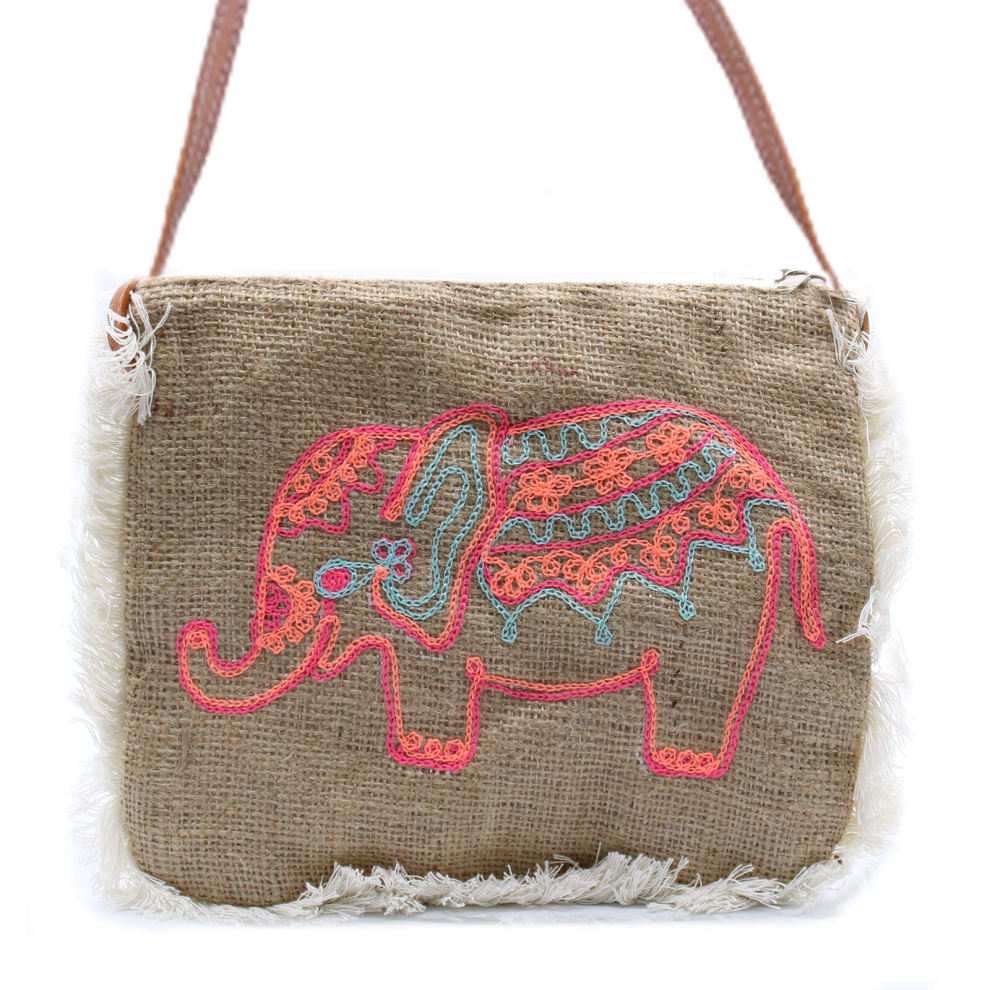 Awd Unisex Multicoloured (Elephant) Embroidered Fab Fringe Bags