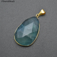 Natural Fluorite Surface Cutting Pear Shape Stone Pendants 5pc per