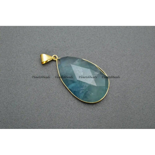 Natural Fluorite Surface Cutting Pear Shape Stone Pendants 5pc per 1