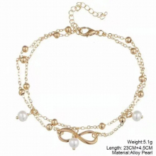 Anklet for Women Personality Metal Round Bead Figure 8 Shape Beaded Anklet Girls Party Gift