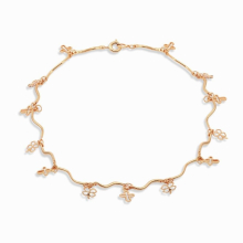 Yellow Wave Chain Cross Clover Leaf Charms Anklet Bracelet on leg Summer Beach foot Jewelry For Women Girls