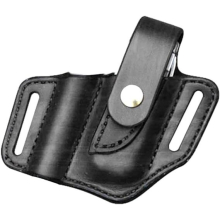 Edc Leather Sheath, Knife Belt Sheath, Leather Flashlight Holster For Leatherman Multitools Sheath, Organizer Sheath For Knives/Flashlights (Black)