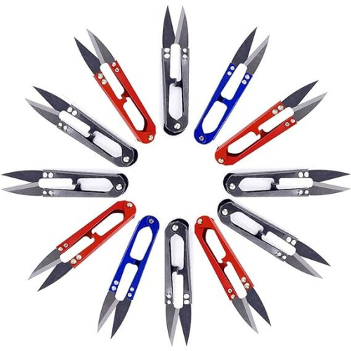 12 Scissors Sewing Fabric, Tailors Cutter, Snips Scissors, Thread Cutter Scissors For Stitch Embroidery Cutting, Diy Projects, 10.4 * 3Cm(Multicolor)