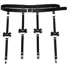 Personality exaggerated European and American PU leather bow garter belt Street dance nightclub sexy leg ring garter clip