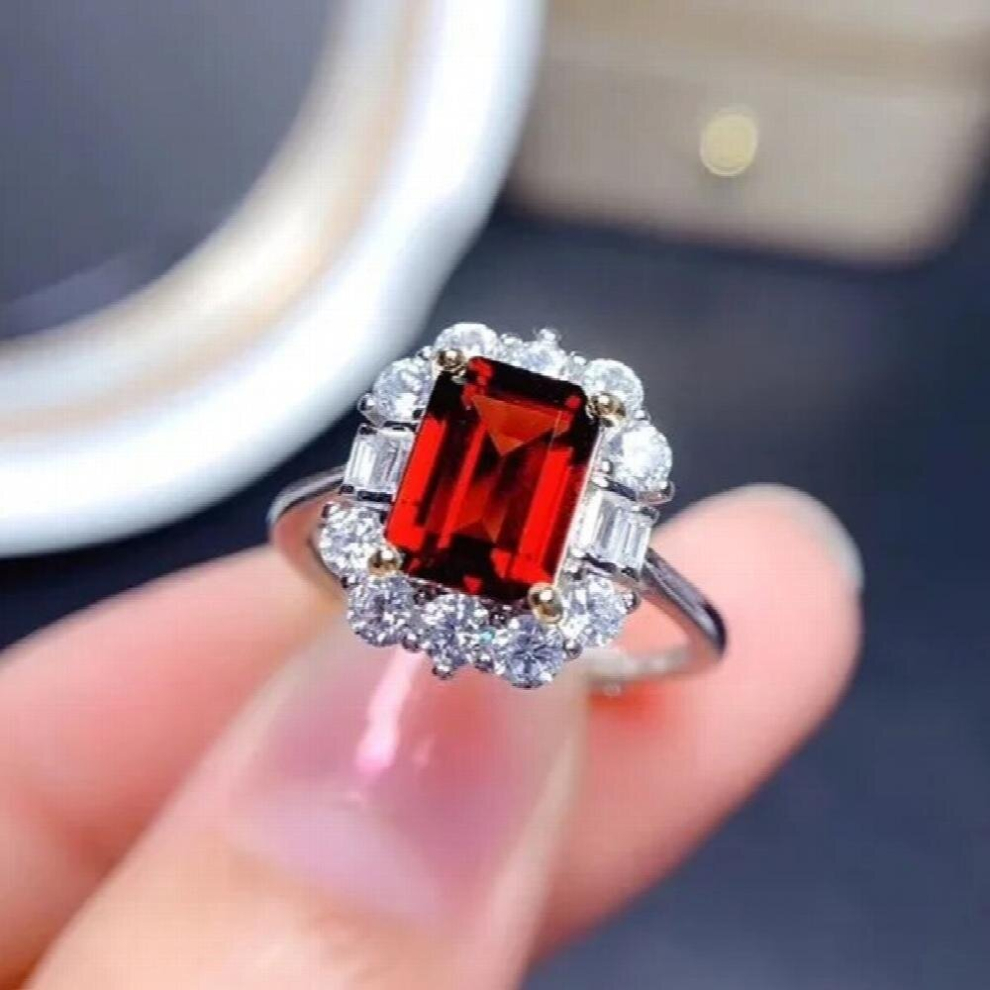 rectangular simulation ruby treasure open ring female