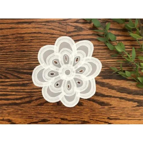 8 in. Crystal Lace White Round Crochet Doily