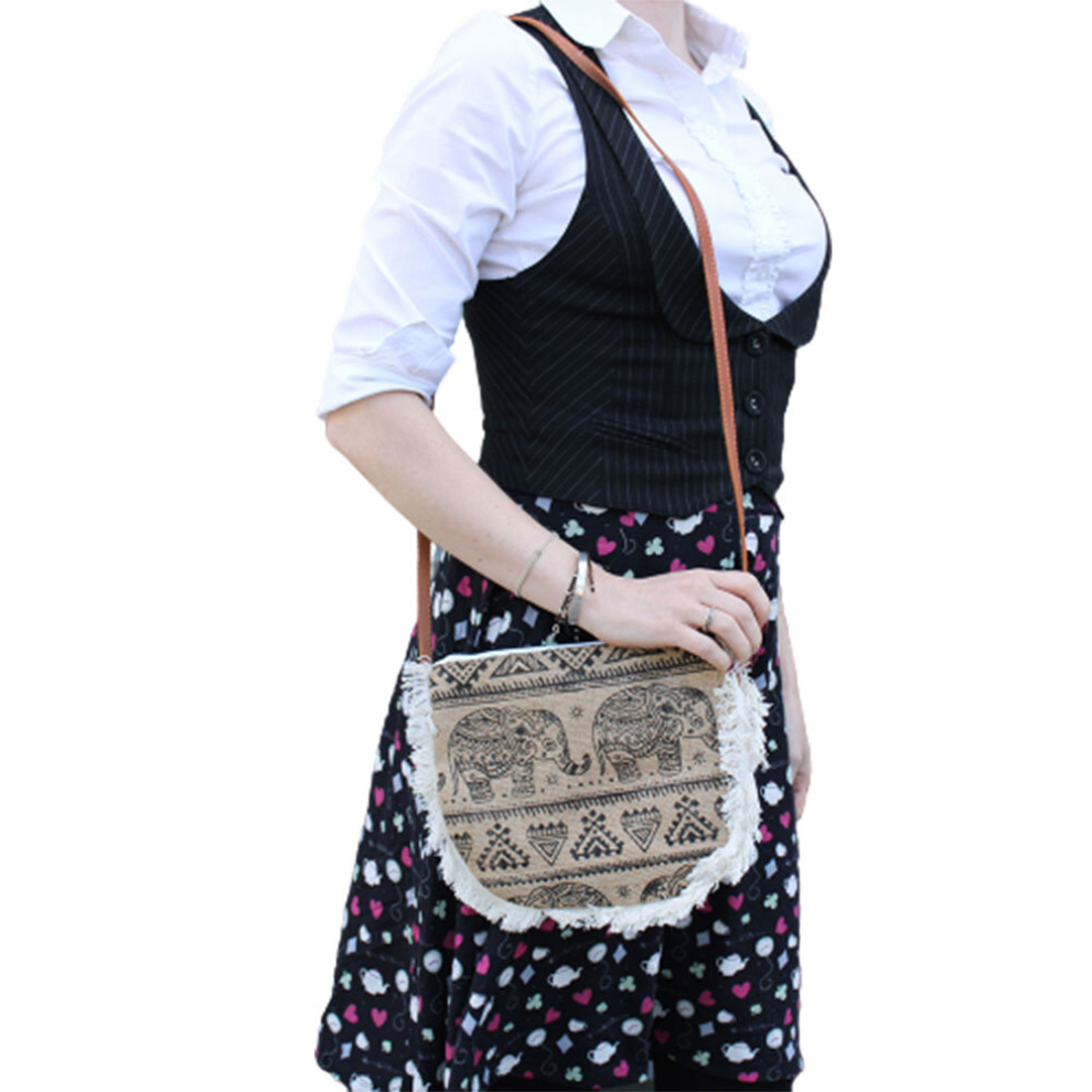Ancient Wisdom Unisex Multicoloured (Elephant) Fab Printed Fringe Bags