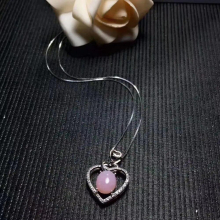 Fine Jewelry 925 Sterling Silver inlaid Natural pink opal Female Miss Woman Girl Pendant Necklace Support
