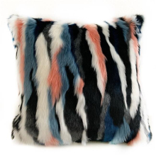 Black, Blue & Pink Unicorn Animal Faux Fur Luxury Throw Pillow - 20 x 20 in.