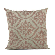 Beige & Red Flowers Jacquard Luxury Throw Pillow - 24 x 24 in.