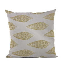 Green & Beige Large Leafs Floral Luxury Throw Pillow - 24 x 24 in.