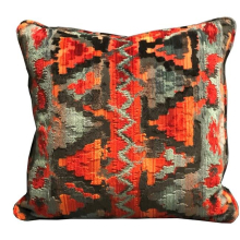 18 x 18 in. Sachi Love Red, Blue & Orange ikat Luxury Throw Pillow