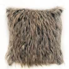 Gray Foxy Brown Gray Animal Faux Fur Luxury Throw Pillow - 16 x 16 in.