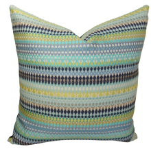 Alpenglow Handmade Double Sided Throw Pillow - Turquoise - Yellow & Navy - 24 x 24 in.