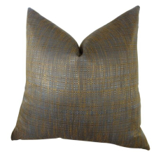 Luxury Copper Metallic Clonamore Handmade Throw Pillow - Blue & Brown - 22 x 22 in.