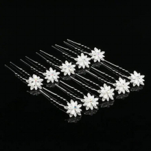 4pcs/Set Children Girl Bridal Wedding Prom Hair Pins Clips Jewelry Flower Silver Acrylic And Crystal Accessories