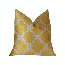 Honeycomb Yellow & Beige Luxury Throw Pillow, 22 x 22 in.