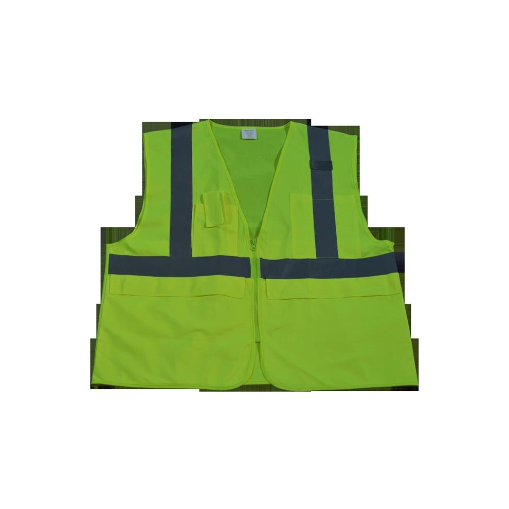 Lv2-Suv-S-M Safety Vest Ansi Class 2 Multi-Pocket Surveyors Lime Solid, Small & Medium 714224433086