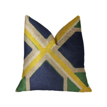 Obliquity Blue, Yellow & Green Luxury Throw Pillow, 26 x 26 in.