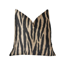 Zippy Zebra Black & Beige Luxury Throw Pillow, 20 x 36 in. King