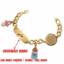 customize can arabic / english /any muslim AYATUL KURSI Stainless Steel baby child Bangles bracelets