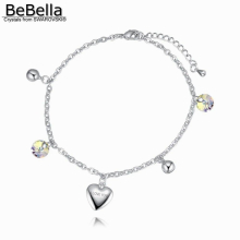 heart charm anklet bracelet for leg with Crystals from Austria jewelry for women girl
