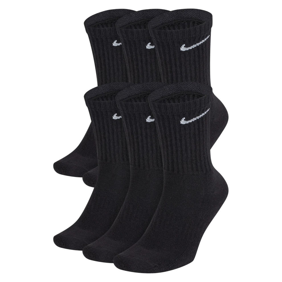 (UK-2-5 / EU-34-38 / S) Nike Everyday Cushioned 6 Pairs Unisex Crew Socks