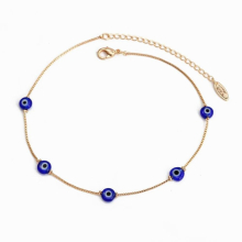 Lucky Eye Copper Adjustable Dainty Beach Foot Anklet Colorful Evil Eye Bead Ankle Bracelet for Women Girls Jewelry BE387